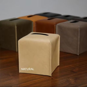 Soporte facial de logotipo de impresión personalizado recargable de cuero de fábrica para caja de pañuelos de Hotel de sala de estar de coche - Product Image 1