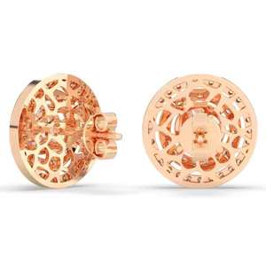 Boucles d'oreilles élégantes en or 14 carats avec diamant rond cultivé en laboratoire, beau cadeau de bijoux pour femmes et vêtements quotidiens - Product Image 3