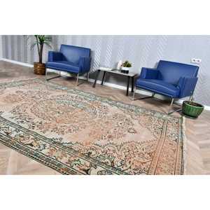 พรมขนาด 5.8x9.3 ฟุต พรมวินเทจสไตล์ตุรกี พรมลายต้นไม้และพืชสีน้ำตาลเขียว - Product Image 3