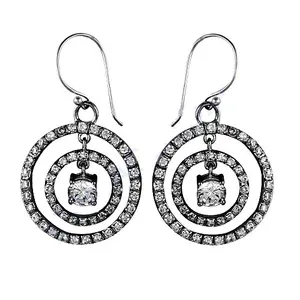 Pendientes de Cristal, Plata, Circonita Cúbica, Pendientes Circulares Colgantes para Mujer, Regalo - Product Image 3