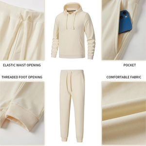 Chándales de alta demanda Unisex Logotipo personalizado Jersey de algodón liso Ajuste regular Conjunto de Jogger de dos piezas a precios muy baratos - Product Image 3