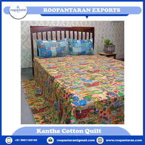 Dernier design, coton biologique, taille Queen, Kantha, fabricant indien, imprimé à la main, imprimé à l'écran, prix - Product Image 4