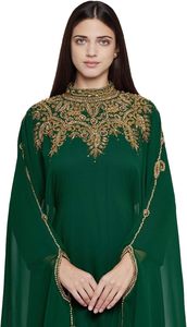 Caftán Marroquí Modesto de Dubái, Abaya Árabe Maxi con Cuentas Hechas a Mano, Vestido de Novia Ecológico Hasta el Suelo, Elegante para Fiestas y Playa - Product Image 2