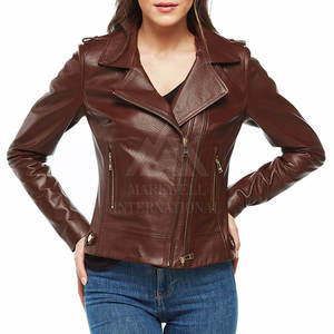 Chaqueta de cuero para mujer de tela suave de alta calidad hecha a medida, chaqueta de cuero para mujer al por mayor de fábrica - Product Image 1