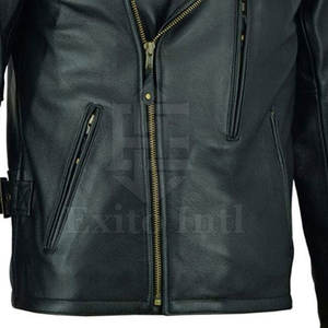 Chaqueta de cuero de alta calidad para hombre, ropa de moda de estilo callejero con logotipo personalizado y cuello levantado - Product Image 6