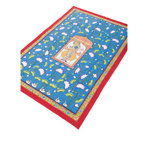 Pichwai Art Blue Cotton Cloth for Home <b>Wall</b> <b>Decor</b> Bohemian Christmas Style Tapestry with Handmade Rope Hanging Outdoor Usage - Product Image 2