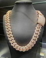 22mm VVS1 Moissanite Ice Cuban Link Chain Necklace 925 Silver Hip Hop Chains Miami Cuban Style Gift for Him