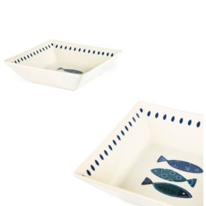 Service de vaisselle carré en céramique de 18 pièces, assiettes Ocean par Excelsa, technique d'impression numérique, thème marin méditerranéen multicolore - Product Image 6