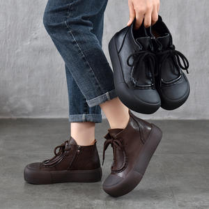 Bottes pour femmes à lacets avant, style semelle épaisse, bottes décontractées pour femmes, fermeture éclair intérieure, bottines pour femmes, chaussures à semelle discrète - Product Image 3