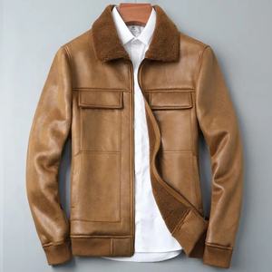 Wholesale Cold Winter Embroidery Fleece <b>Coat</b> Zipper <b>Faux</b> <b>Fur</b> Windbreaker Bomber Jacket Plus Size <b>Men's</b> Jackets <b>Men</b> With Pocket - Product Image 4