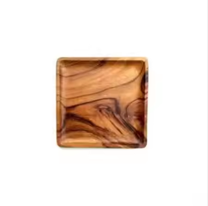 Assiette en bois antique et ensemble de dîner Design rond pour la maison et les fêtes Utilisez une assiette en bois massif d'acacia à bas par l'artisanat en croissant - Product Image 2