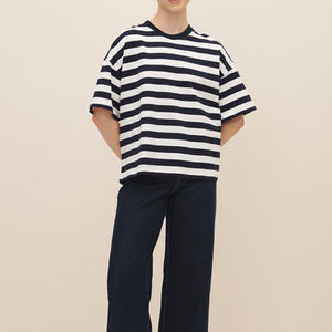 Vente en gros de t-shirts boxy pour femmes T-shirt streetwear surdimensionné personnalisé avec broderie ou sérigraphie pour les marques de mode - Product Image 1