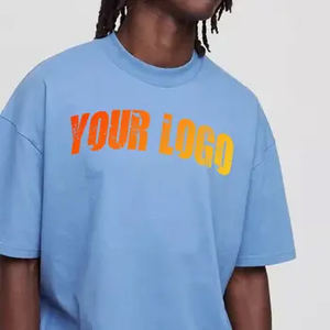 Camiseta holgada Hip Hop de 100% algodón con logotipo personalizado para hombre, camiseta de talla grande de verano a la moda con estampado abullonado, camiseta en blanco para compra a granel - Product Image 5