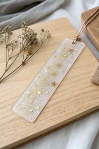 Hand Faulted Gold Leaf Textured Art Deco Round <b>Resin</b> Decorative <b>Bookmark</b> - Product Image 2