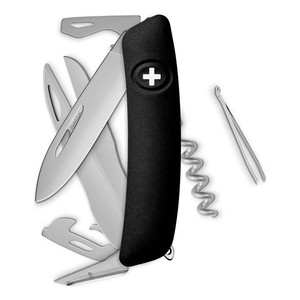 Coltello tascabile Swiza Allmatt Standard D07 R - 13 funzioni con forbici, nero - Product Image 1