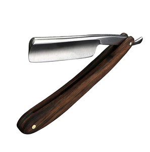 Maquinilla de afeitar de barbero de borde recto de alta calidad, maquinillas de afeitar de acero inoxidable para hombres, maquinilla de afeitar de barbero con mango de madera para belleza - Product Image 3