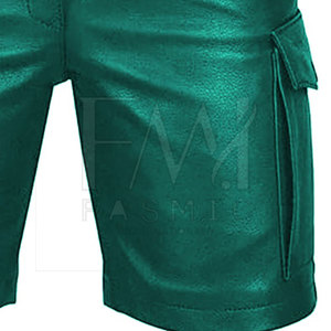 Pantalones cortos informales transpirables de cuero auténtico para hombre, pantalones cortos de gimnasio de secado rápido, cintura elástica, talla personalizable y logotipo - Product Image 3