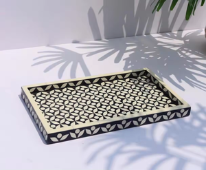 Plateau de service de fruits en incrustation d'os de buffle naturel de conception de fabrication professionnelle de couleur noire par l'artisanat de croissant - Product Image 2