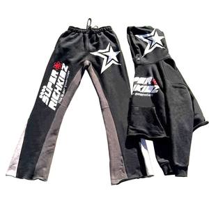 3D personalizado para el invierno Eco-Friendly Slim Fit de dos piezas de lana Chándal Conjunto de gran tamaño de algodón Joggers pantalones de chándal acampanados - Product Image 2