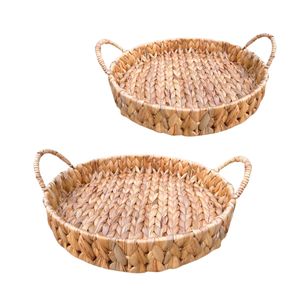 Bandeja de jacinto de agua hecha a mano de Vietnam cesta de almacenamiento de frutas que sirve bebidas, aperitivos, decoración del hogar bandeja de servicio tejida a mano duradera - Product Image 1