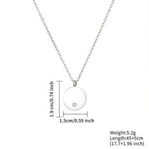 Einfache personalisierte Namenskette aus Zirkon und Edelstahl, hochglanzpoliert, mit rundem/quadratischem/langem Anhänger. - Product Image 5