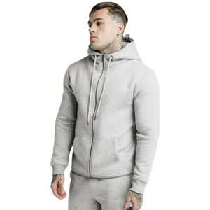 Sweat à capuche zippé gris clair uni personnalisé confortable et respirant sweats à capuche zippés fabricant de sweats à capuche professionnels à la mode - Product Image 2