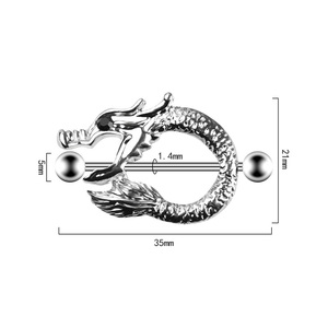 Wholesale14G Acero inoxidable dragón boca pezón Shieldd anillos Unisex Vintage encanto pezón anillos Piercing joyería para Mujeres Hombres - Product Image 3