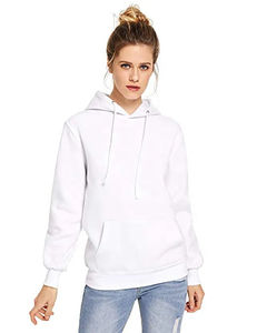Blanc coton polaire femmes sweat à capuche décontracté 2023/24 hauts amples pull femme hiver sweats à capuche personnalisé votre propre conception - Product Image 1