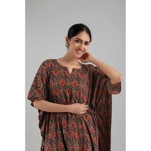 <b>Black</b> Floral <b>Kaftan</b> Maxi Dress Soft & Woven#Casual Ethnic Style-SHKUP1250 - Product Image 5