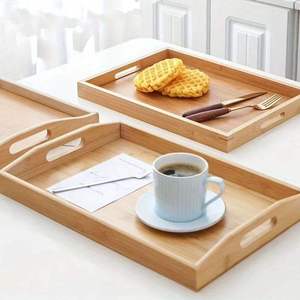 Bandeja de servicio de madera Premium con asas Diseño rústico y elegante | Bandeja hecha a mano Durable y elegante con asas integradas - Product Image 4