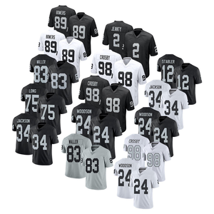Maillot de football respirant imprimé 2025 Raiders 98 Crosby 2 Jeanty, grande taille, manches courtes, olive, été, vente en gros - Product Image 1
