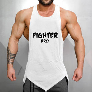 High Quality 100% Cotton Men's Gym Tank Tops Casual Fitness <b>Bodybuilding</b> <b>Vest</b> Breathable High Quality Tank Tops in Plus Sizes - Product Image 3