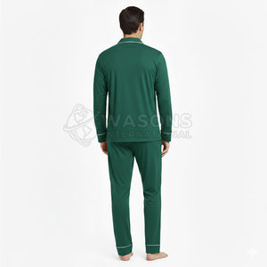 Conjunto de pijama de seda para hombre, camisa de manga larga con botones y pantalones de pijama largos, ropa de dormir suave y lujosa - Product Image 6
