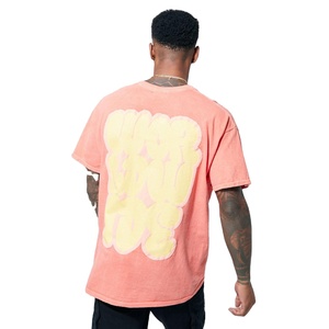 T-shirt en coton 100% vierge pour la personnalisation, avec impression en relief et logo 3D, pour homme, style streetwear, coupe oversize et grammage lourd - Product Image 1