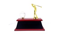 Trophée de golf élégant en verre cristal, poli, gravé en relief, découpé et imprimé, durable, idéal pour les événements et compétitions de golf