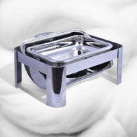 Ensemble de couvre-plats rectangulaires en acier inoxydable lourd pour buffet, nourriture utilisée, restaurant, hôtel, restauration, capacité de 6L