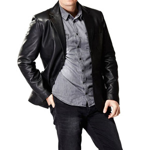 Chaqueta de Cuero Genuino Negra para Hombre, Estilo Abrigo, Moda Slim con Piel de Oveja, Transpirable, Novedad 2025, Gran Venta - Product Image 5