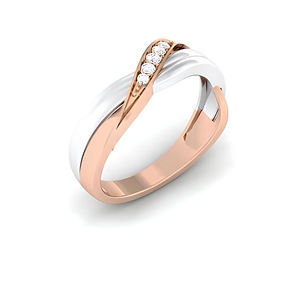 Anillo de Bodas de dos tonos certificado IGI para hombre, oro sólido de 18 quilates, diamante natural, corte brillante redondo, banda de oro blanco rosa, marca VDS - Product Image 6