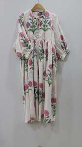 Vestido largo informal de verano hecho a mano con estampado de bloques de algodón para mujer, vestido Midi floral con estampado floral bohemio - Product Image 4