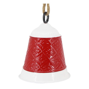 Cloches de Noël décoratives en laiton AK blanc et rouge fini ensemble de 2 avec corde cloches attrayantes pour décor de Noël/décor à la maison - Product Image 3