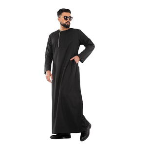 Noir teint 2024 coton de haute qualité côté islamique multi poches conception saoudienne longue Thobes daffah haramain thobe en gros - Product Image 1