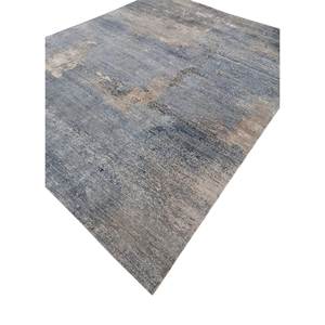 Alfombra Kavi Gris y Negra de Lana y Seda de Bambú Anudada a Mano, Colección Afterglow, Forma Rectangular Abstracta para Dormitorio Juvenil, SKU - Product Image 2