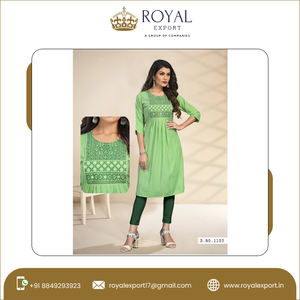 เรยอนลูเร็กซ์กับหนักเย็บปักถักร้อยทำงานให้อาหารชาติพันธุ์และในช่วงคลอดคอลเลกชัน Kurti สำหรับผู้หญิง - Product Image 6