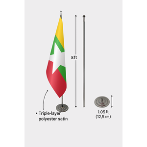 Drapeau officiel de la Birmanie pour intérieur, 3x5 pieds, imprimé numériquement sur mesure, en coton, nylon, plastique, pour voiture, drapeau personnalisé, fanion avec mât en aluminium - Product Image 6