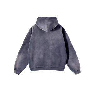 Sudadera con Capucha para Hombre, 100% Algodón, Lavado Ácido, Corte Holgado, Diseño de Hombros Caídos, con Bolsillo, Tinte Liso, para Invierno - Product Image 2