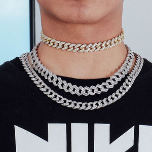 Collar de Cadena Cubana con Diamantes VVS Chapado en Oro de 14K para Hombre, Estilo Hip Hop Bling Rapper - Product Image 2
