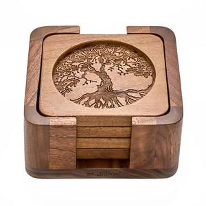 Sous-verre en bois de style rustique, parfait pour le café, le thé et les boissons froides, protection de table - Product Image 6