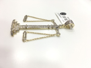 สร้อยคอประดับเพชรแท้10K สีเหลืองทองแท้จี้สัญลักษณ์รูปราศีตุลย์สไตล์ฮิปฮอปสำหรับเด็ก - Product Image 3