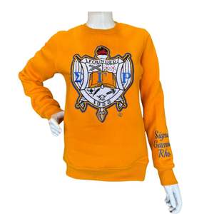 SGRho Shield Chenille sudadera suave Premium algodón cuello redondo bordado Sigma Gamma Rho Greek Sorority ropa para mujer - Product Image 1