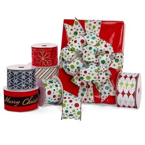Christmas Glitter <b>Wired</b> <b>Ribbons</b> Plastic Material - Product Image 1